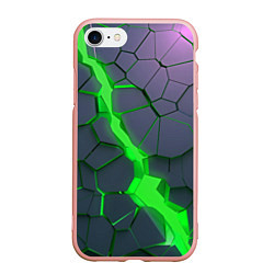 Чехол iPhone 7/8 матовый ЗЕЛЕНЫЙ РАЗЛОМ 3Д РАЗЛОМ, цвет: 3D-светло-розовый