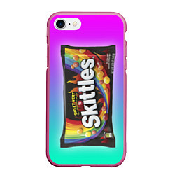 Чехол iPhone 7/8 матовый Skittles Черный, цвет: 3D-малиновый