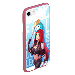 Чехол iPhone 7/8 матовый Fall guys x league of legands, цвет: 3D-малиновый — фото 2