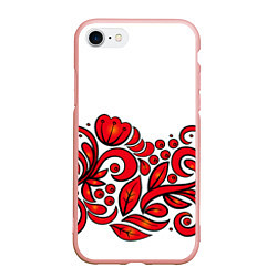 Чехол iPhone 7/8 матовый ХОХЛОМА, цвет: 3D-светло-розовый