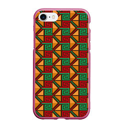 Чехол iPhone 7/8 матовый Узор коренных индейцев америки, цвет: 3D-малиновый