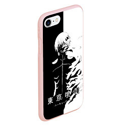 Чехол iPhone 7/8 матовый Токийский гуль черно белый Кен, цвет: 3D-светло-розовый — фото 2