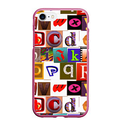 Чехол iPhone 7/8 матовый Английские буквы 2, цвет: 3D-малиновый