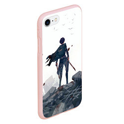 Чехол iPhone 7/8 матовый Атака Титанов, цвет: 3D-светло-розовый — фото 2
