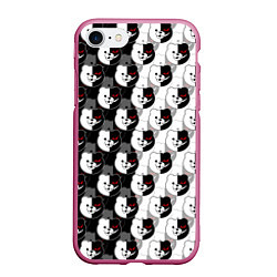 Чехол iPhone 7/8 матовый MONOKUMA МОНОКУМА PATTERN, цвет: 3D-малиновый