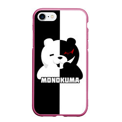 Чехол iPhone 7/8 матовый MONOKUMA МОНОКУМА BEAR, цвет: 3D-малиновый