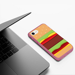 Чехол iPhone 7/8 матовый Бургер, цвет: 3D-малиновый — фото 2