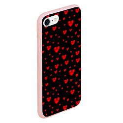 Чехол iPhone 7/8 матовый Красные сердца, цвет: 3D-светло-розовый — фото 2