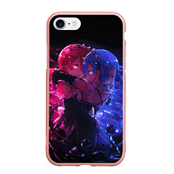 Чехол iPhone 7/8 матовый Рам и Рем, цвет: 3D-светло-розовый