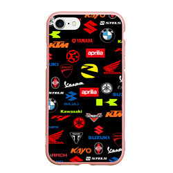 Чехол iPhone 7/8 матовый Motorcycle pattern Мото паттерн Z, цвет: 3D-светло-розовый