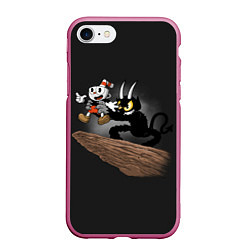 Чехол iPhone 7/8 матовый CUPHEAD, цвет: 3D-малиновый