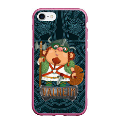 Чехол iPhone 7/8 матовый Valheim веселый викинг, цвет: 3D-малиновый