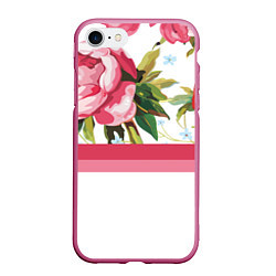 Чехол iPhone 7/8 матовый Нежные Розы, цвет: 3D-малиновый