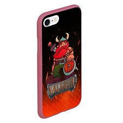 Чехол iPhone 7/8 матовый Valheim викинг в огне, цвет: 3D-малиновый — фото 2