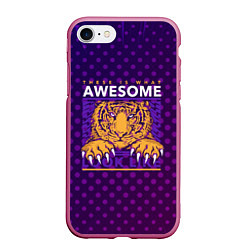 Чехол iPhone 7/8 матовый Awesome Тигр lion like, цвет: 3D-малиновый