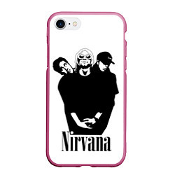 Чехол iPhone 7/8 матовый Nirvana Группа, цвет: 3D-малиновый