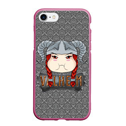 Чехол iPhone 7/8 матовый Valheim рыжая девушка викинг, цвет: 3D-малиновый