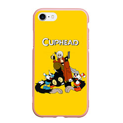 Чехол iPhone 7/8 матовый Cuphead x DMC, цвет: 3D-светло-розовый