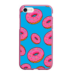 Чехол iPhone 7/8 матовый Пончики, цвет: 3D-малиновый