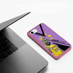 Чехол iPhone 7/8 матовый Леброн джеймс, цвет: 3D-малиновый — фото 2