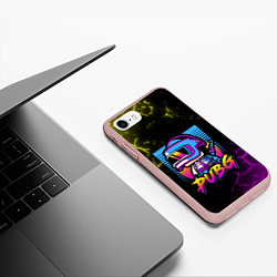 Чехол iPhone 7/8 матовый PUBG RETRO NEON ПАБГ НЕОН, цвет: 3D-светло-розовый — фото 2