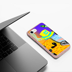 Чехол iPhone 7/8 матовый Geometry Dash: RobTop Z, цвет: 3D-светло-розовый — фото 2