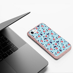 Чехол iPhone 7/8 матовый Hockey Pattern, цвет: 3D-светло-розовый — фото 2
