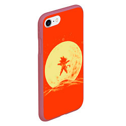 Чехол iPhone 7/8 матовый Гоку и луна, цвет: 3D-малиновый — фото 2