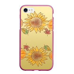 Чехол iPhone 7/8 матовый Подсолнухи тыквы, цвет: 3D-малиновый