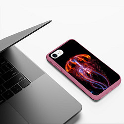 Чехол iPhone 7/8 матовый Медуза Jellyfish, цвет: 3D-малиновый — фото 2