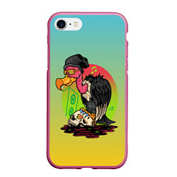 Чехол iPhone 7/8 матовый Птица падальщик гриф меломан, цвет: 3D-малиновый