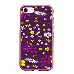 Чехол iPhone 7/8 матовый Цвета цветов дизайн, цвет: 3D-малиновый