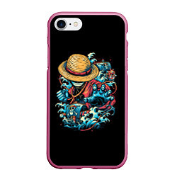 Чехол iPhone 7/8 матовый One Piece Retro Style, цвет: 3D-малиновый