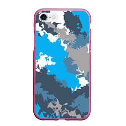 Чехол iPhone 7/8 матовый Камуфляж ледяной, цвет: 3D-малиновый