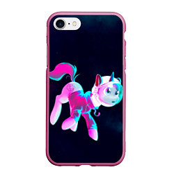 Чехол iPhone 7/8 матовый Пони в космосе, цвет: 3D-малиновый