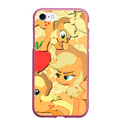 Чехол iPhone 7/8 матовый Applejack pattern, цвет: 3D-малиновый