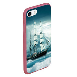 Чехол iPhone 7/8 матовый Парусник, цвет: 3D-малиновый — фото 2
