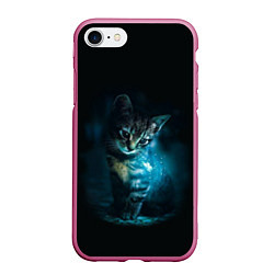 Чехол iPhone 7/8 матовый Красивый кот, цвет: 3D-малиновый