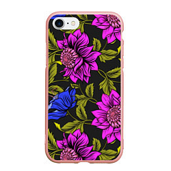 Чехол iPhone 7/8 матовый Цветочный Паттерн, цвет: 3D-светло-розовый