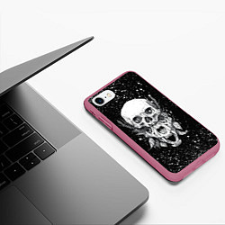 Чехол iPhone 7/8 матовый Череп Зверь и Брызги, цвет: 3D-малиновый — фото 2