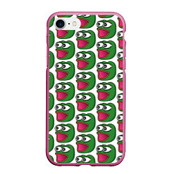 Чехол iPhone 7/8 матовый Poggers Pattern, цвет: 3D-малиновый