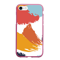 Чехол iPhone 7/8 матовый Цветные пятна, мазки кистью, цвет: 3D-малиновый