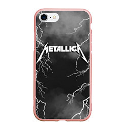 Чехол iPhone 7/8 матовый METALLICA РАЗРЯД МОЛНИИ, цвет: 3D-светло-розовый