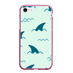 Чехол iPhone 7/8 матовый Плавники акул, цвет: 3D-малиновый