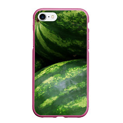 Чехол iPhone 7/8 матовый Арбузы, цвет: 3D-малиновый