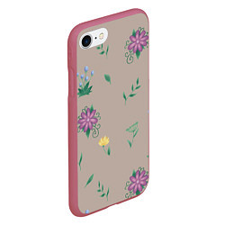 Чехол iPhone 7/8 матовый Цветочная эстетика, цвет: 3D-малиновый — фото 2