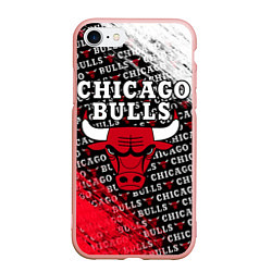 Чехол iPhone 7/8 матовый CHICAGO BULLS 6, цвет: 3D-светло-розовый