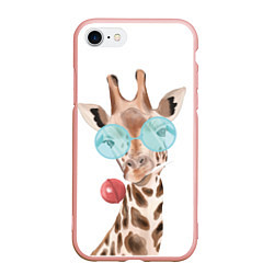 Чехол iPhone 7/8 матовый Жираф в очках