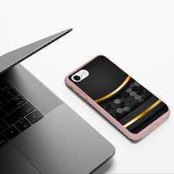 Чехол iPhone 7/8 матовый 3D ТЕМНАЯ БРОНЯ С ЗОЛОТОМ, цвет: 3D-светло-розовый — фото 2