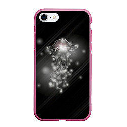 Чехол iPhone 7/8 матовый Медуза на черном, цвет: 3D-малиновый